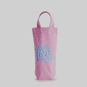 Global Good. Pink Wine Tote Bag with Blue 'Self Love Club' Print. NWT.